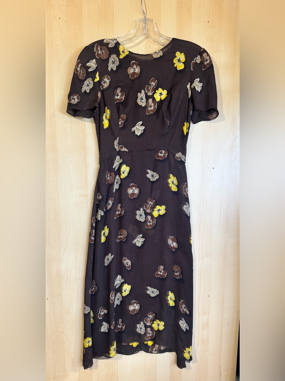VIntage Prada Circa 2000 Brown Floral Dress, Made in Italy, Size 40